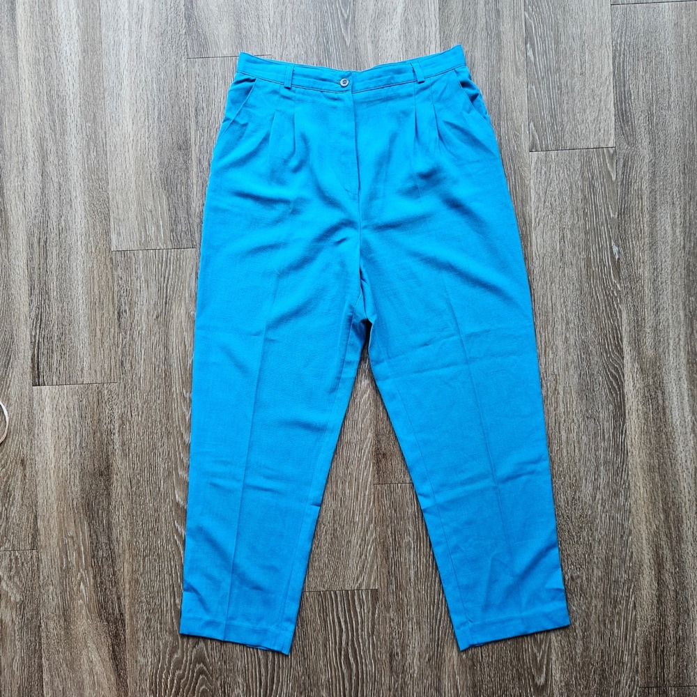 Radcliffe Vintage Womens High Rise Pleated Trousers Bright Blue Size 16 RS6004